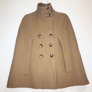 Tahari Arthur S. Levine Camel Tan Brown Cape Coat Jacket Funnel Neck Size 6